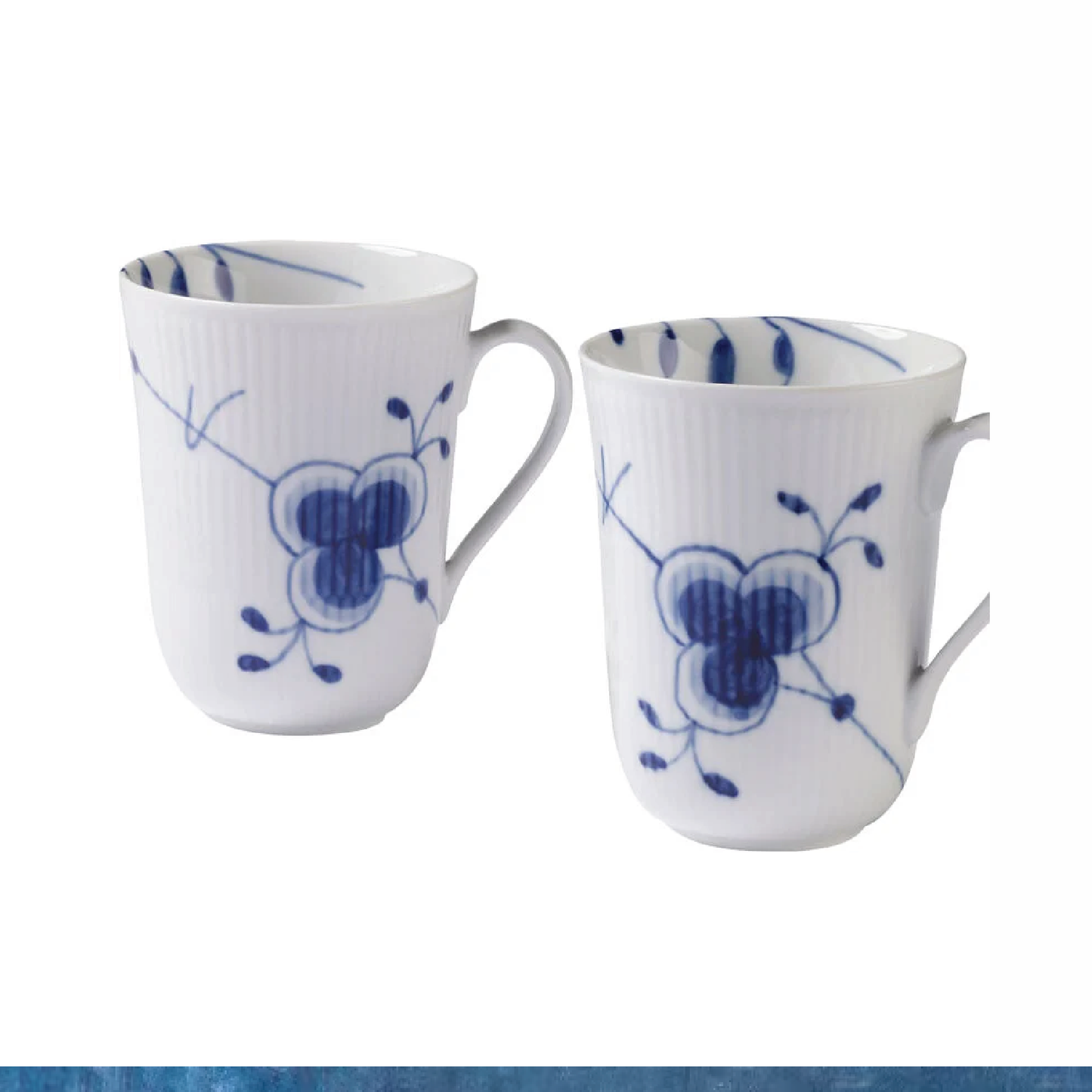 Royal Copenhagen - Blå Mega Riflet krus 33 cl. 2-styks pakke