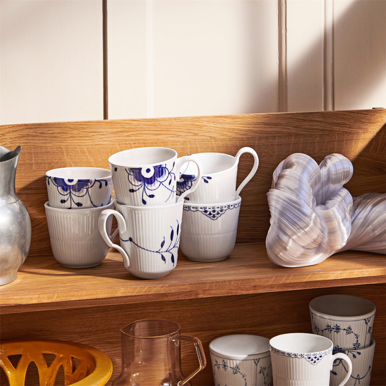 Royal Copenhagen Blå Mega Riflet krus 37 cl. 2-pak